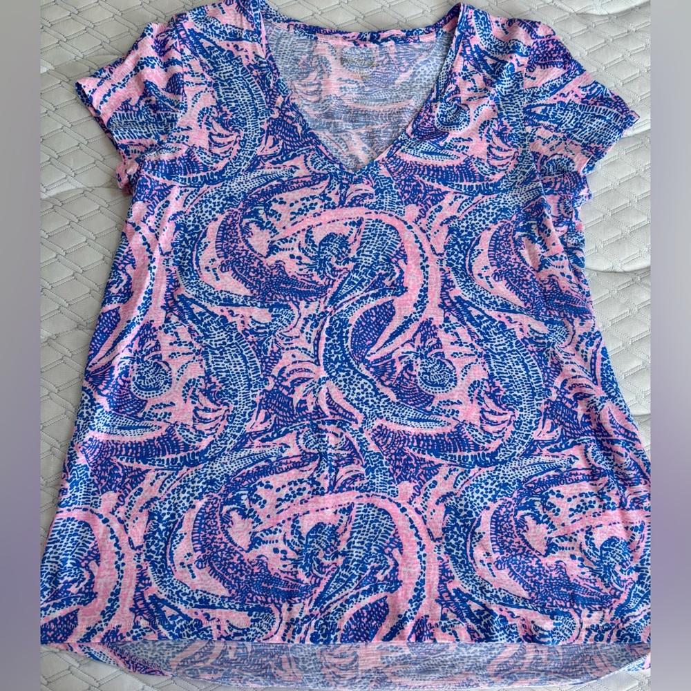 Lilly Pulitzer Womens Etta easy fit tee sz M print maybe gator